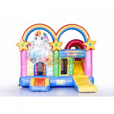 Unicorn commercial inflatable jumping castle bounce castle with slide for sale